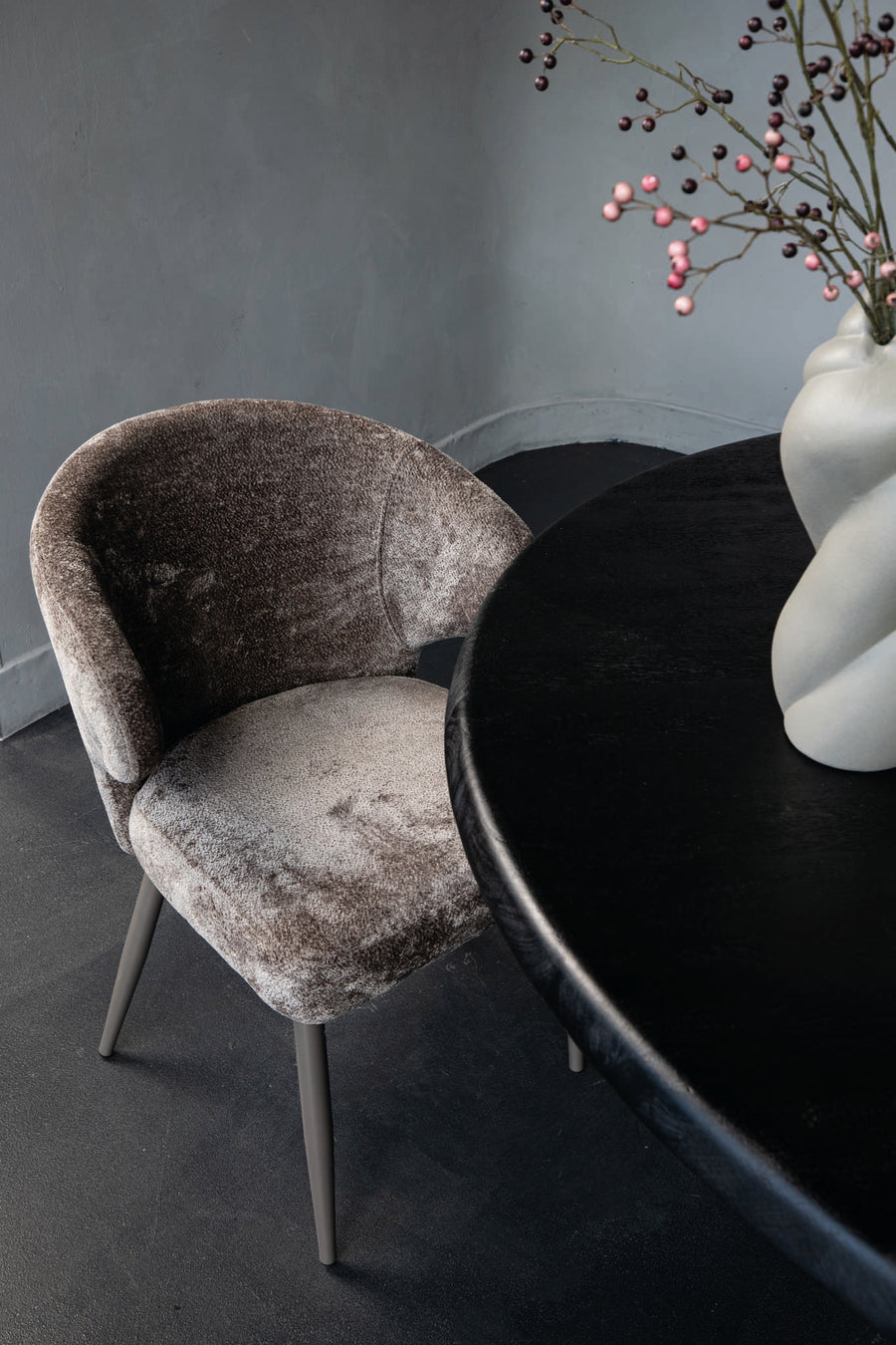 Ares mocca upholstered in aphrodite fabric dining chair