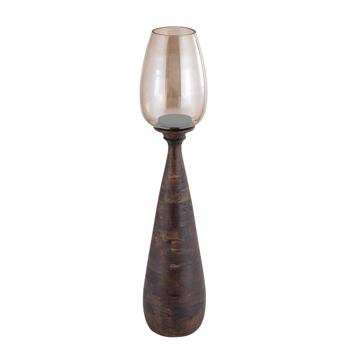 Midi brown solid mango wood hurricane lantern