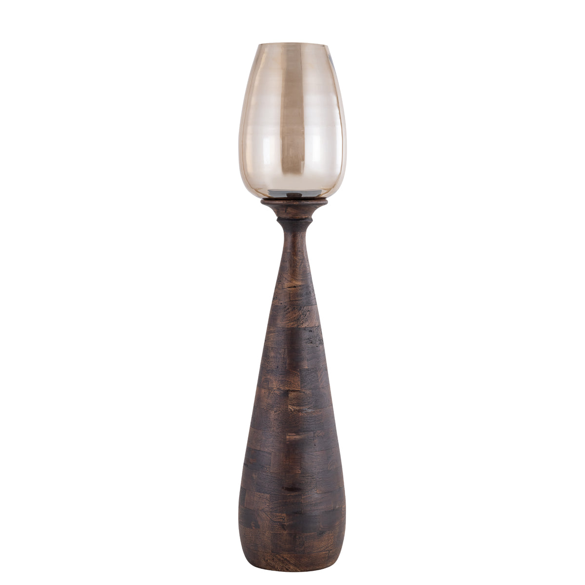 Midi brown solid mango wood hurricane lantern