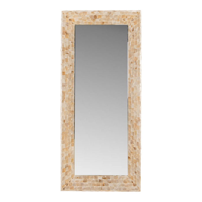Chelsae cream woven bamboo mirror