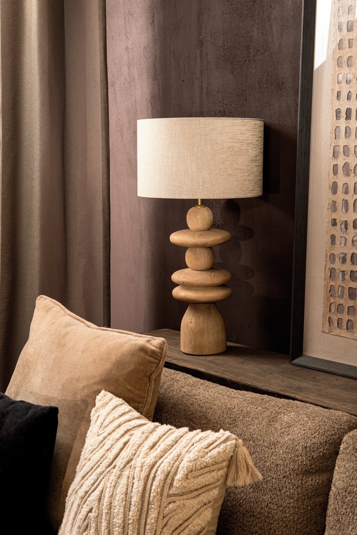 Callain natural solid mango wood table lamp