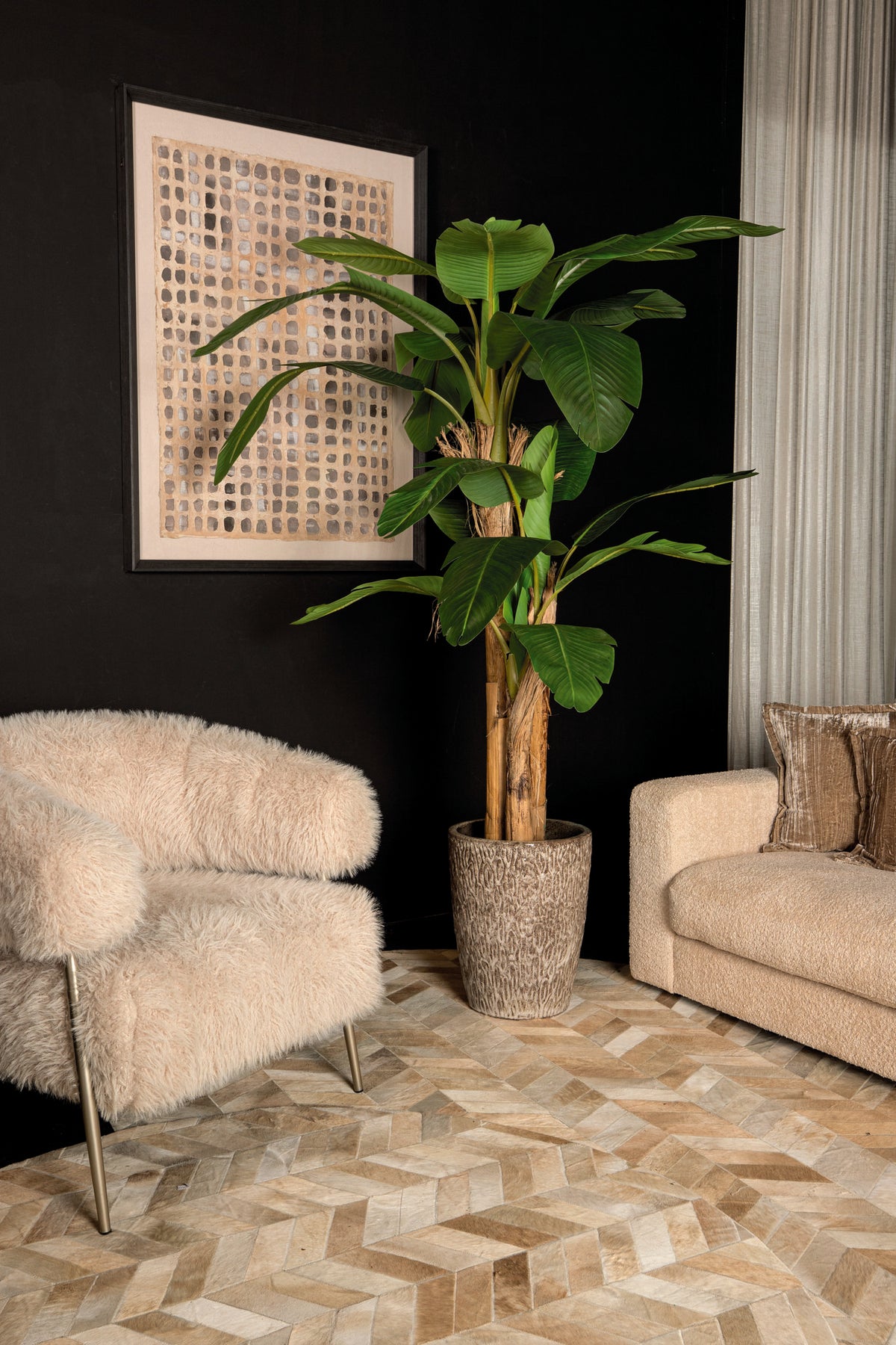 Tree green powder-coated iron faux plant