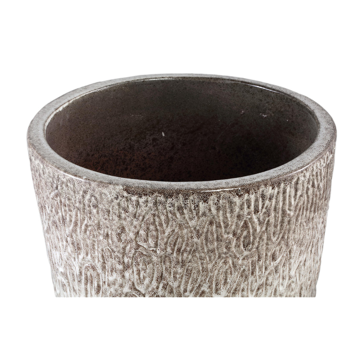 Ayli brown glazed ceramic planter