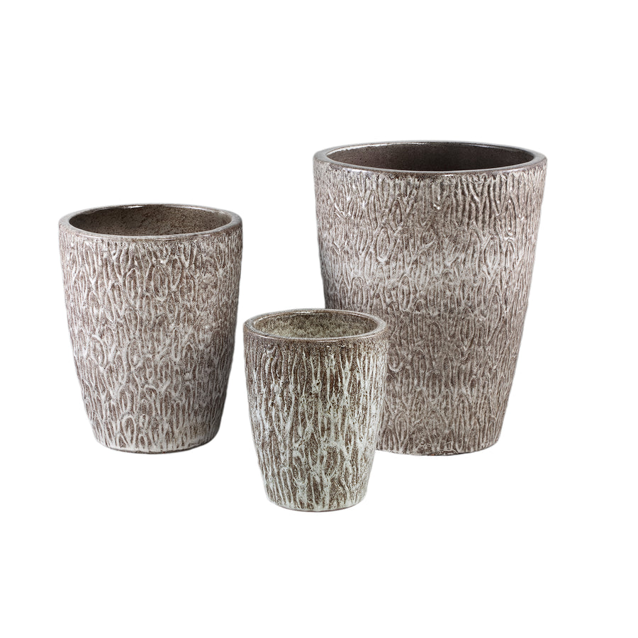 Ayli brown glazed ceramic planter