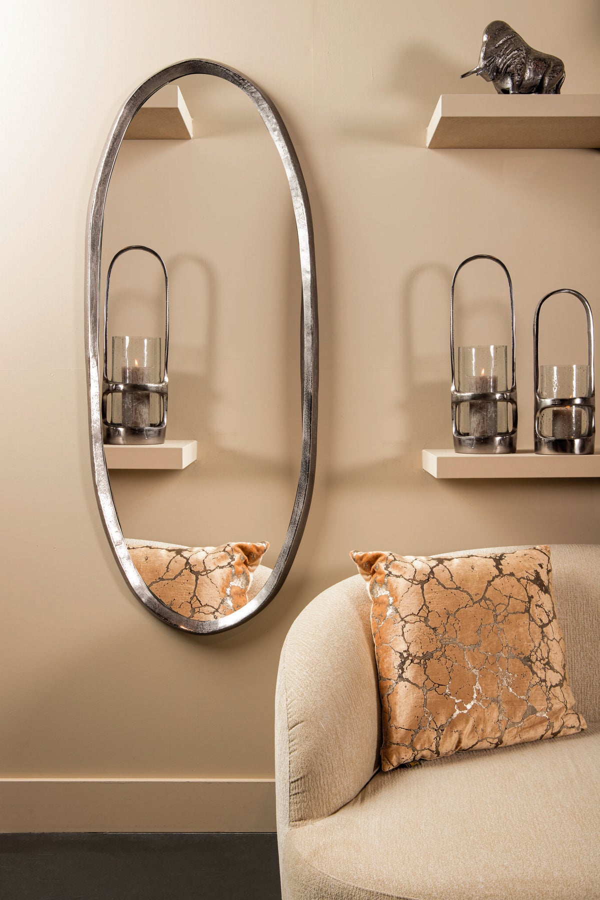 Limera black cast aluminium mirror