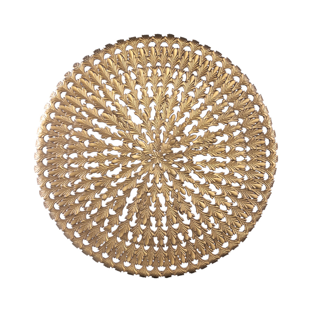 Xavery Carved Iron Round Wall Panel - Bronze