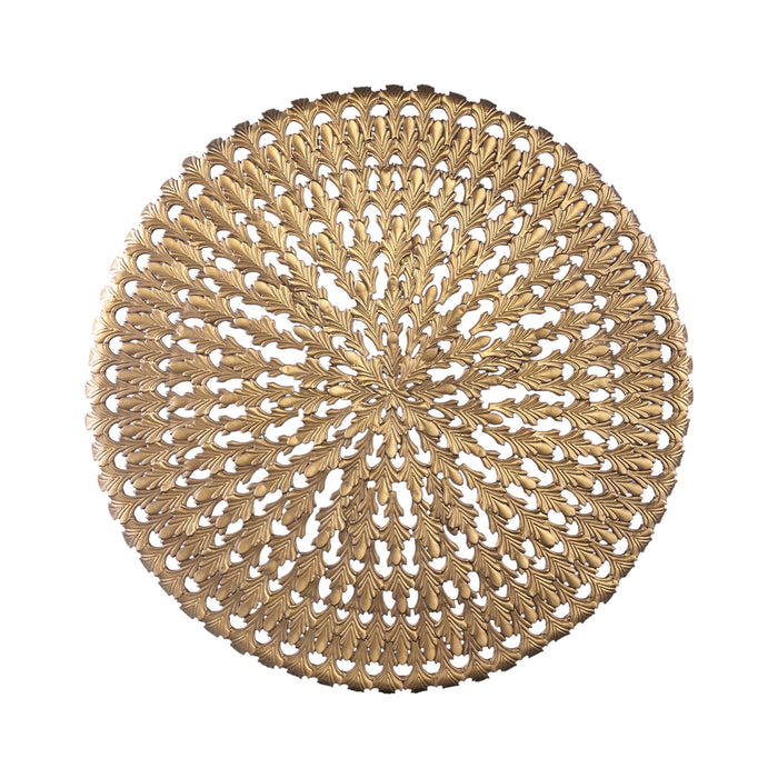 Xavery Carved Iron Round Wall Panel - Bronze