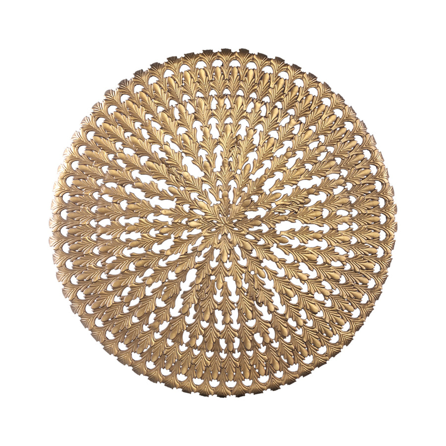 Xavery Carved Iron Round Wall Panel - Bronze
