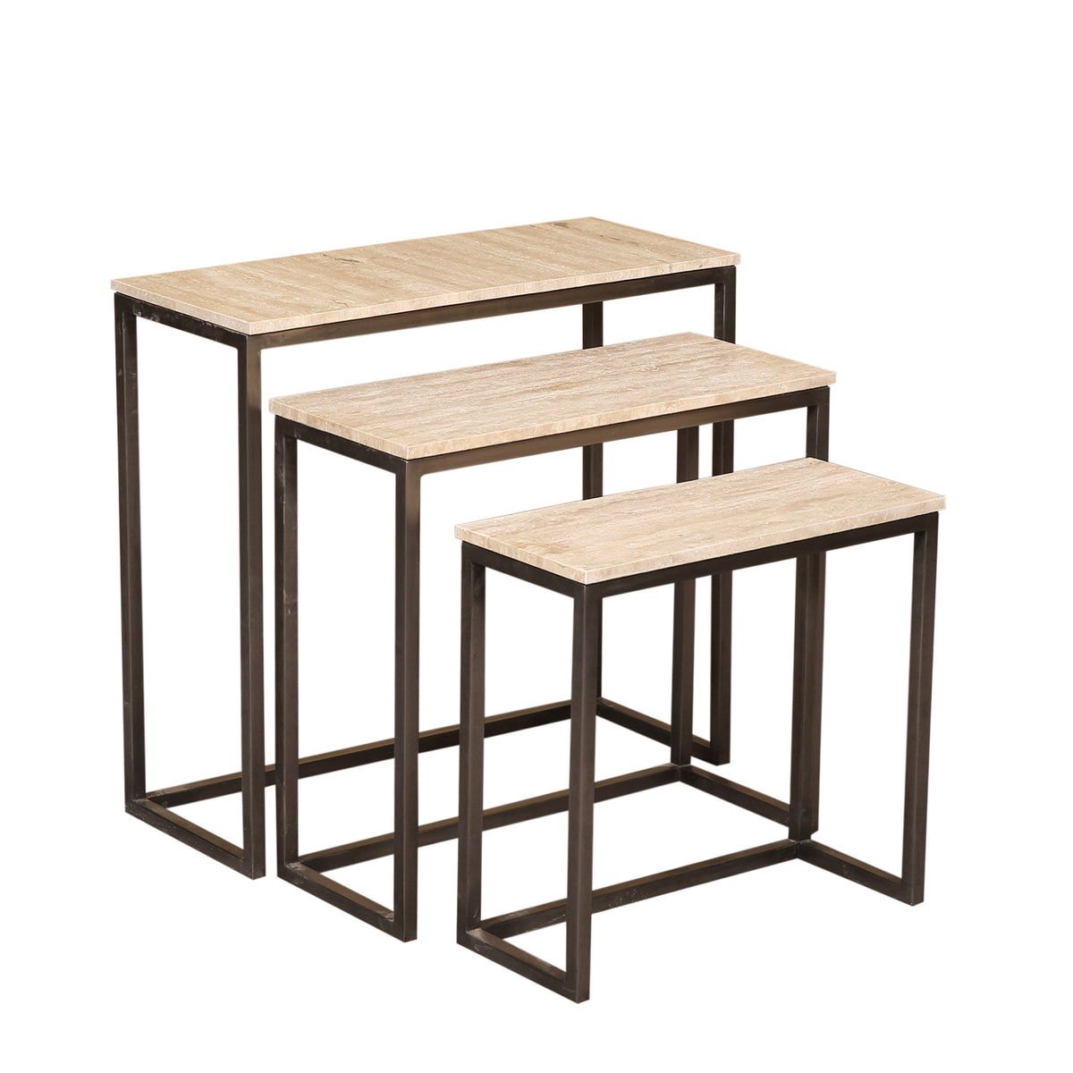 Zoah black travertine side table