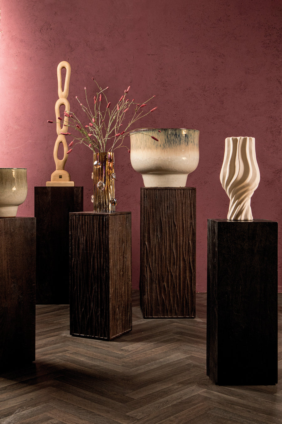 Riko brown solid mango wood pedestal