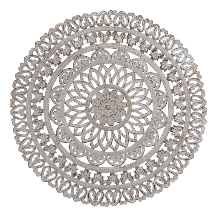 Farris Carved Round Wall Panel - Cream