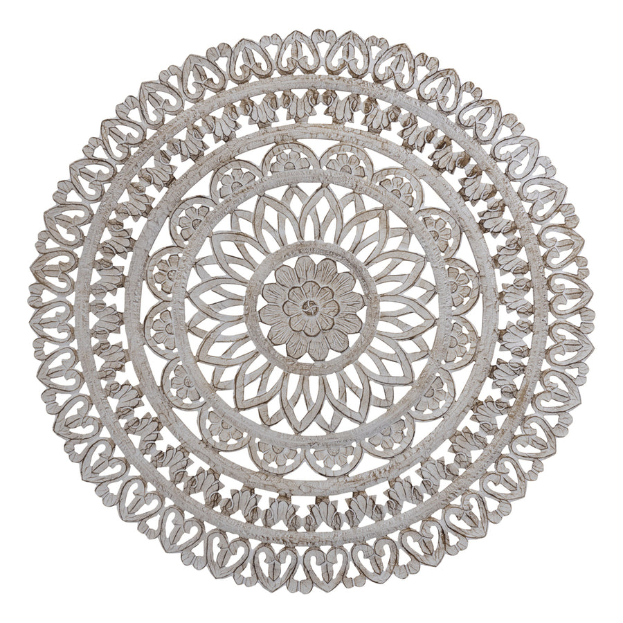 Farris Carved Round Wall Panel - Cream