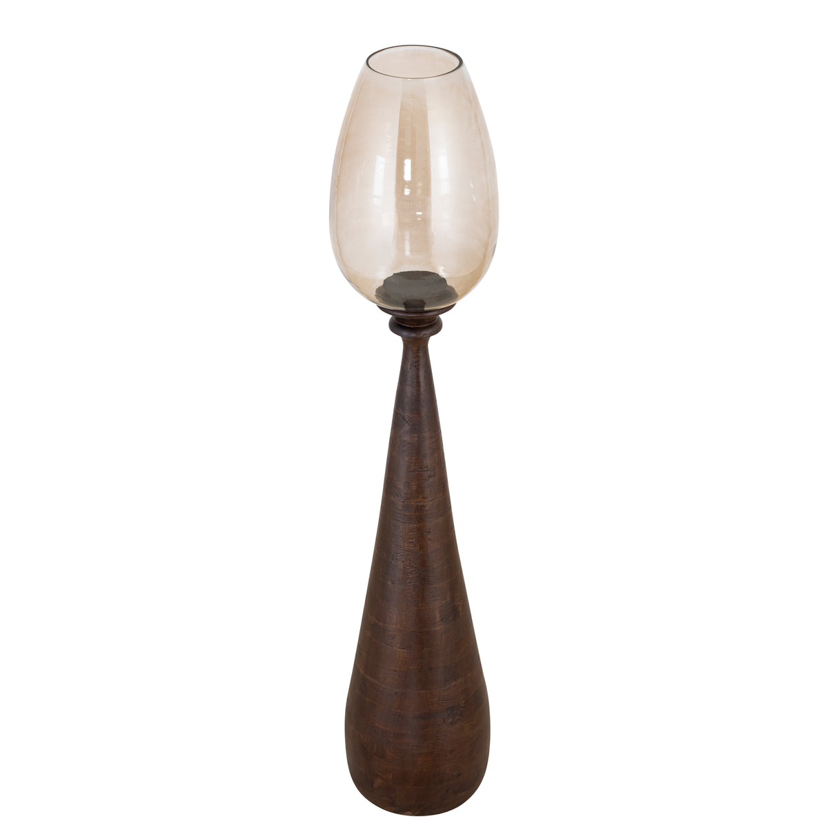 Midi brown solid mango wood hurricane lantern