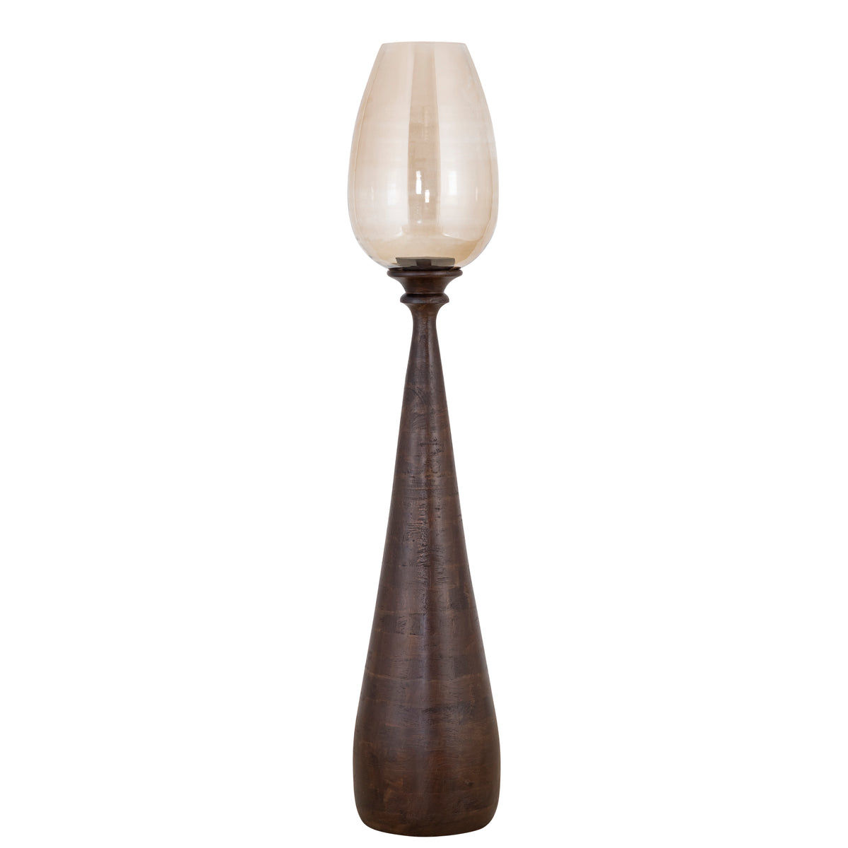 Midi brown solid mango wood hurricane lantern