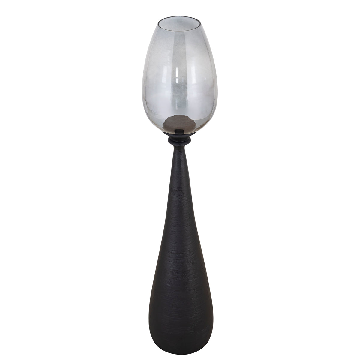 Midi black solid mango wood hurricane lantern