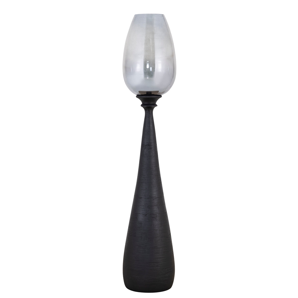 Midi black solid mango wood hurricane lantern