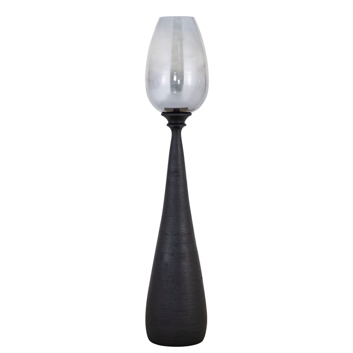 Midi black solid mango wood hurricane lantern