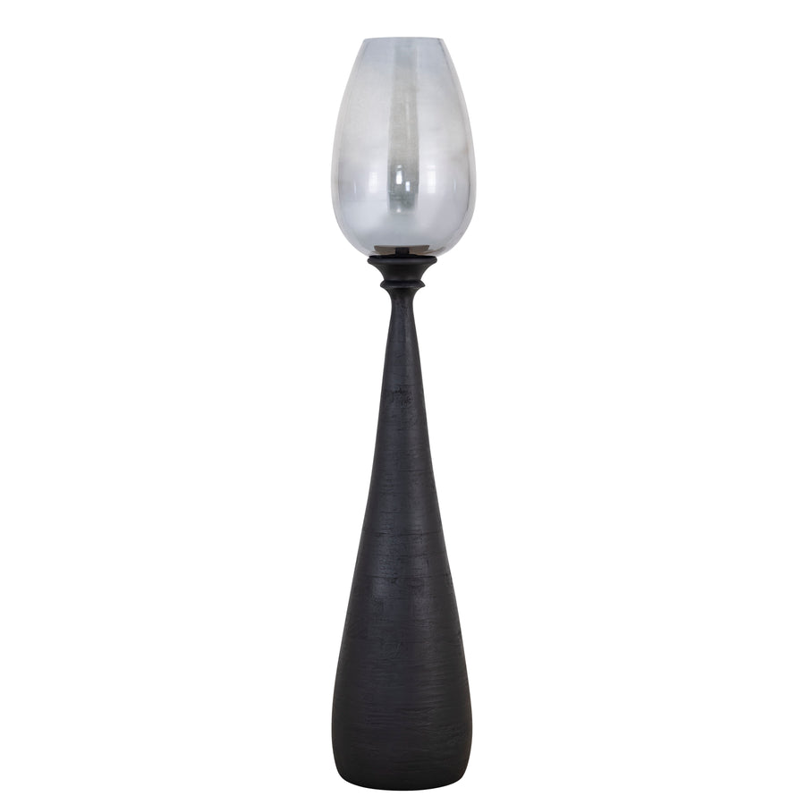 Midi black solid mango wood hurricane lantern