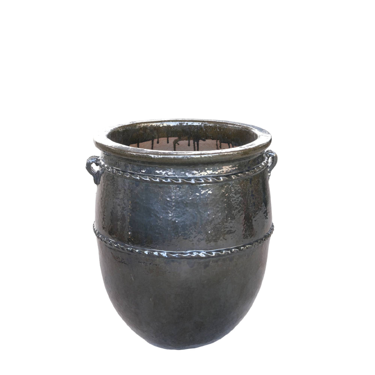 Tony green glazed ceramic planter