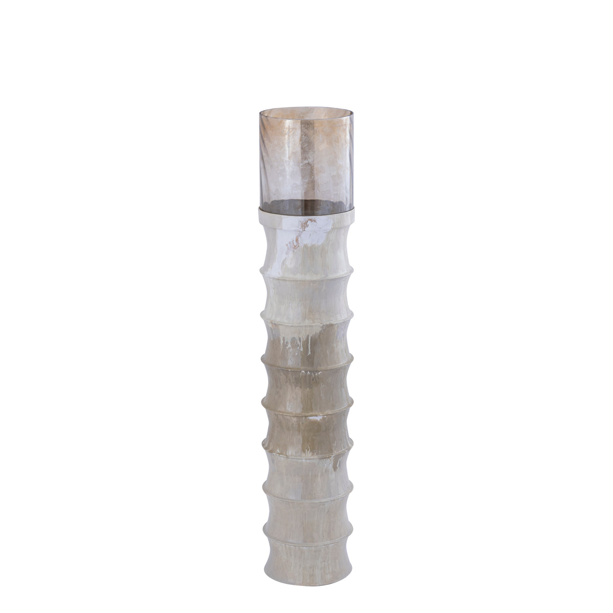 Kaylyne cream powder-coated iron hurricane lantern