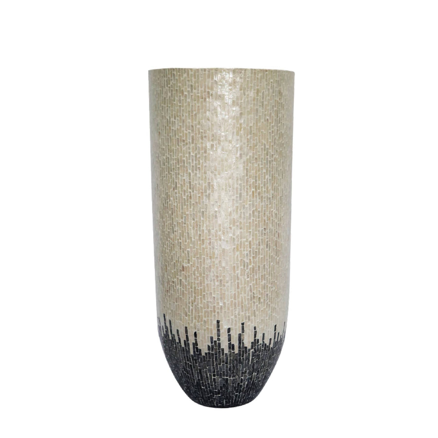 Vojtech white woven bamboo planter