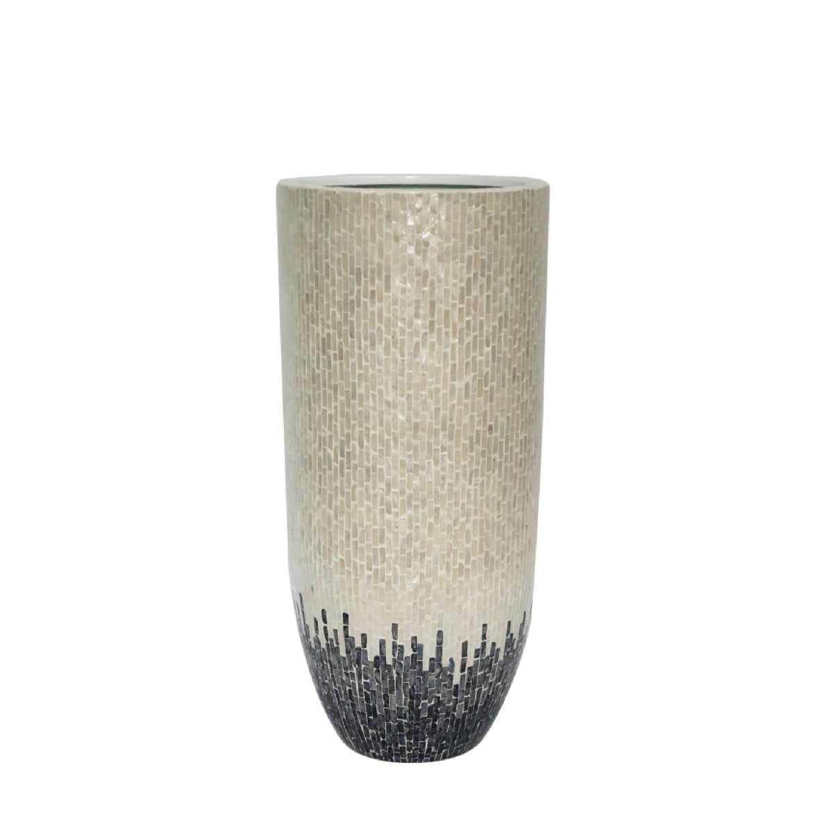 Vojtech white woven bamboo planter