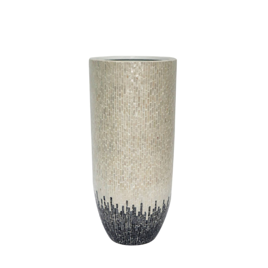 Vojtech white woven bamboo planter