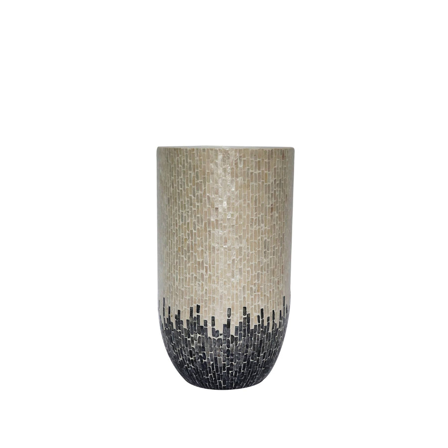 Vojtech white woven bamboo planter