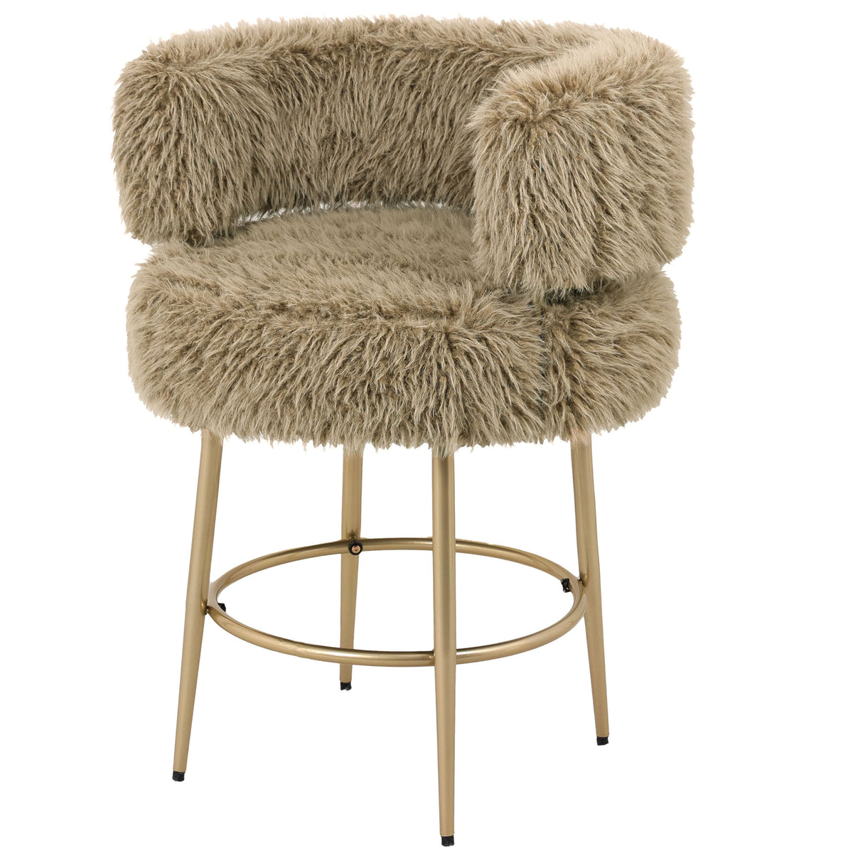 Hair brown powder-coated iron bar stool