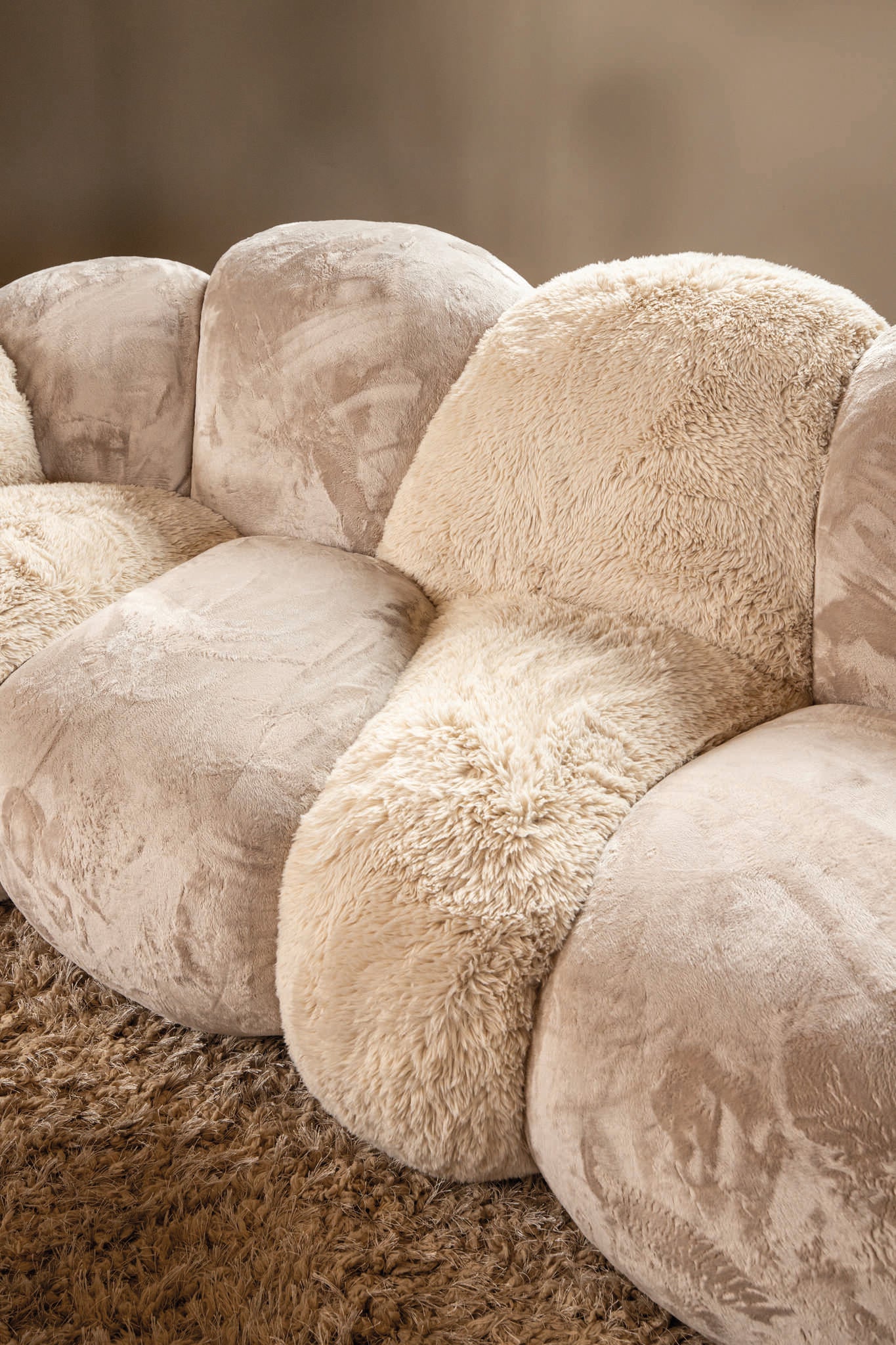 Lush Beige Curved Cloud Sofa