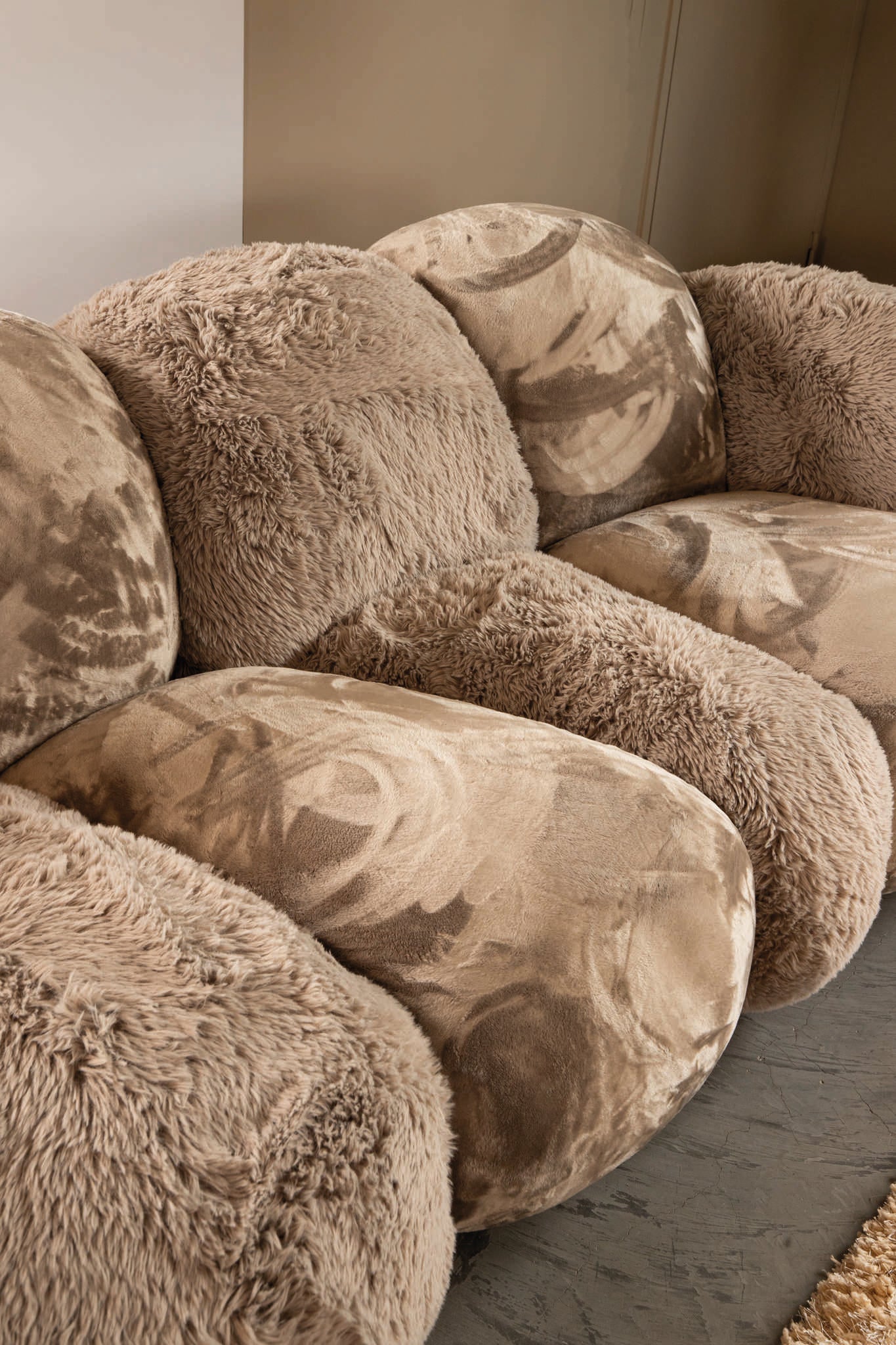 Lush Taupe Curved Cloud Sofa