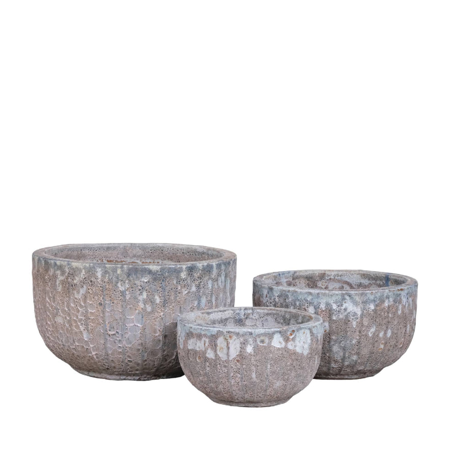 Siantelle beige glazed ceramic planter