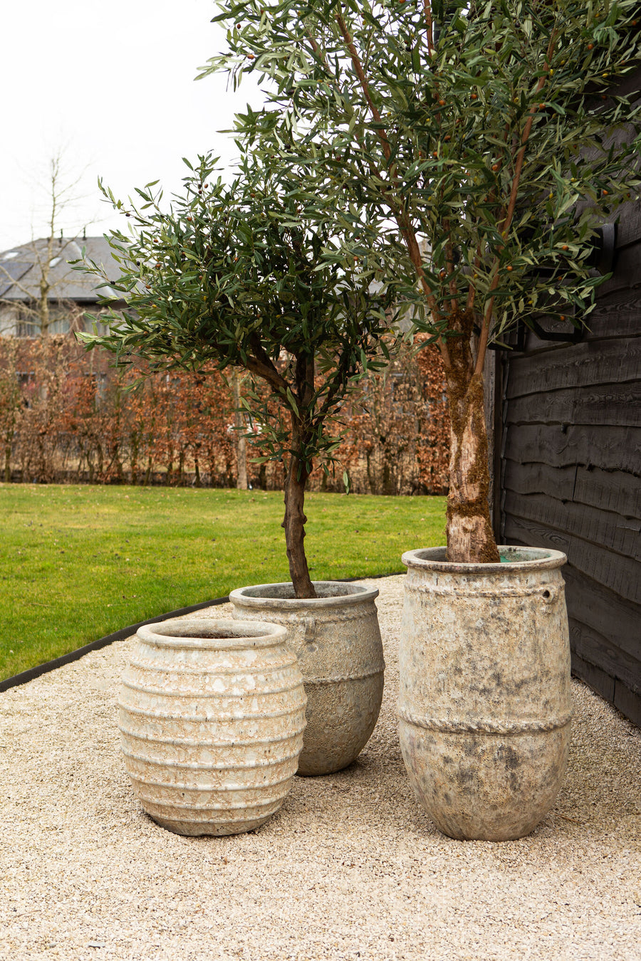 Tony white ceramic jar planter, large low