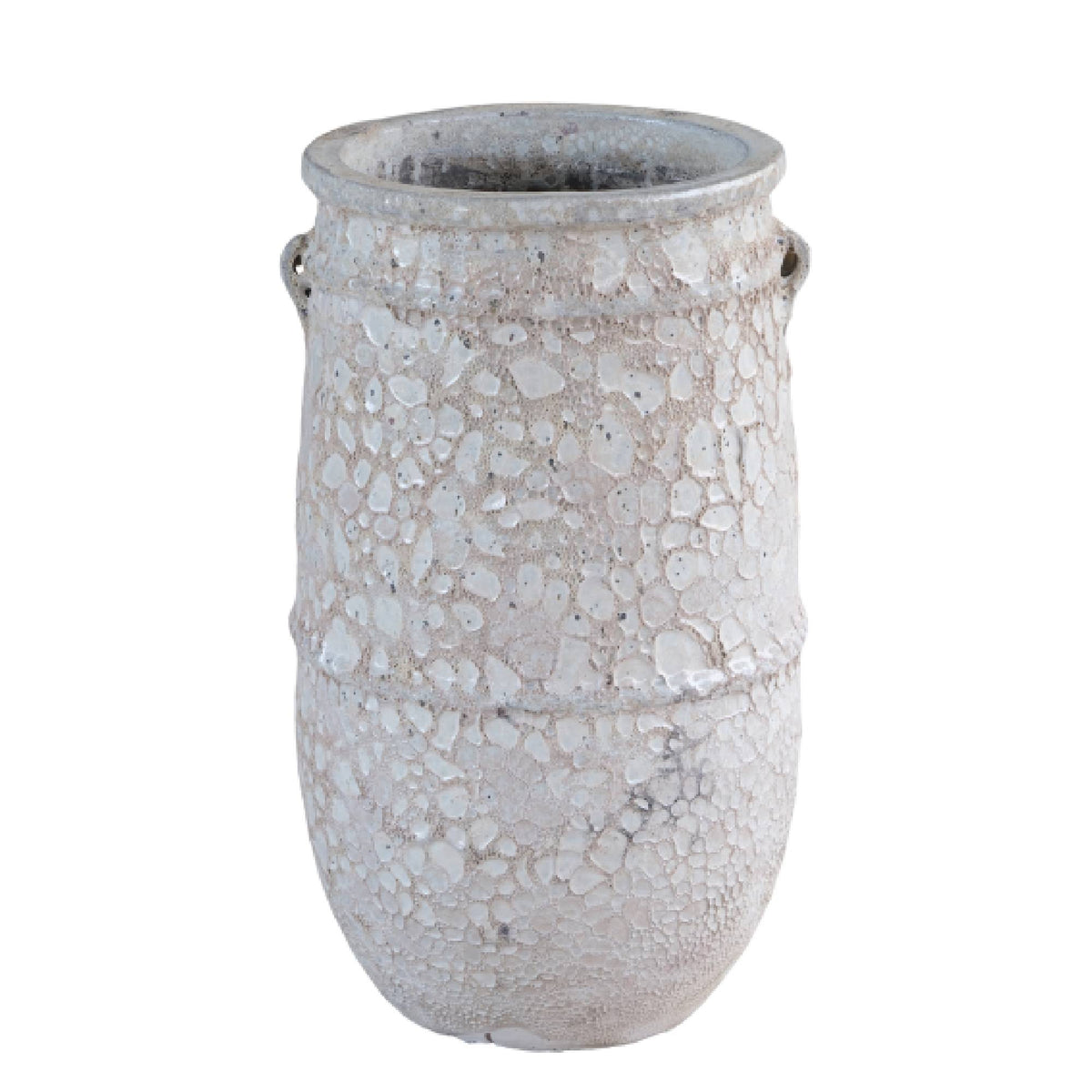 Tony white glazed ceramic planter