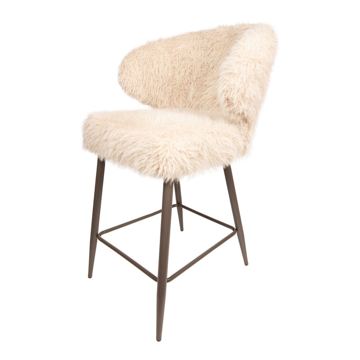Ares beige upholstered in faux-fur fabric bar stool
