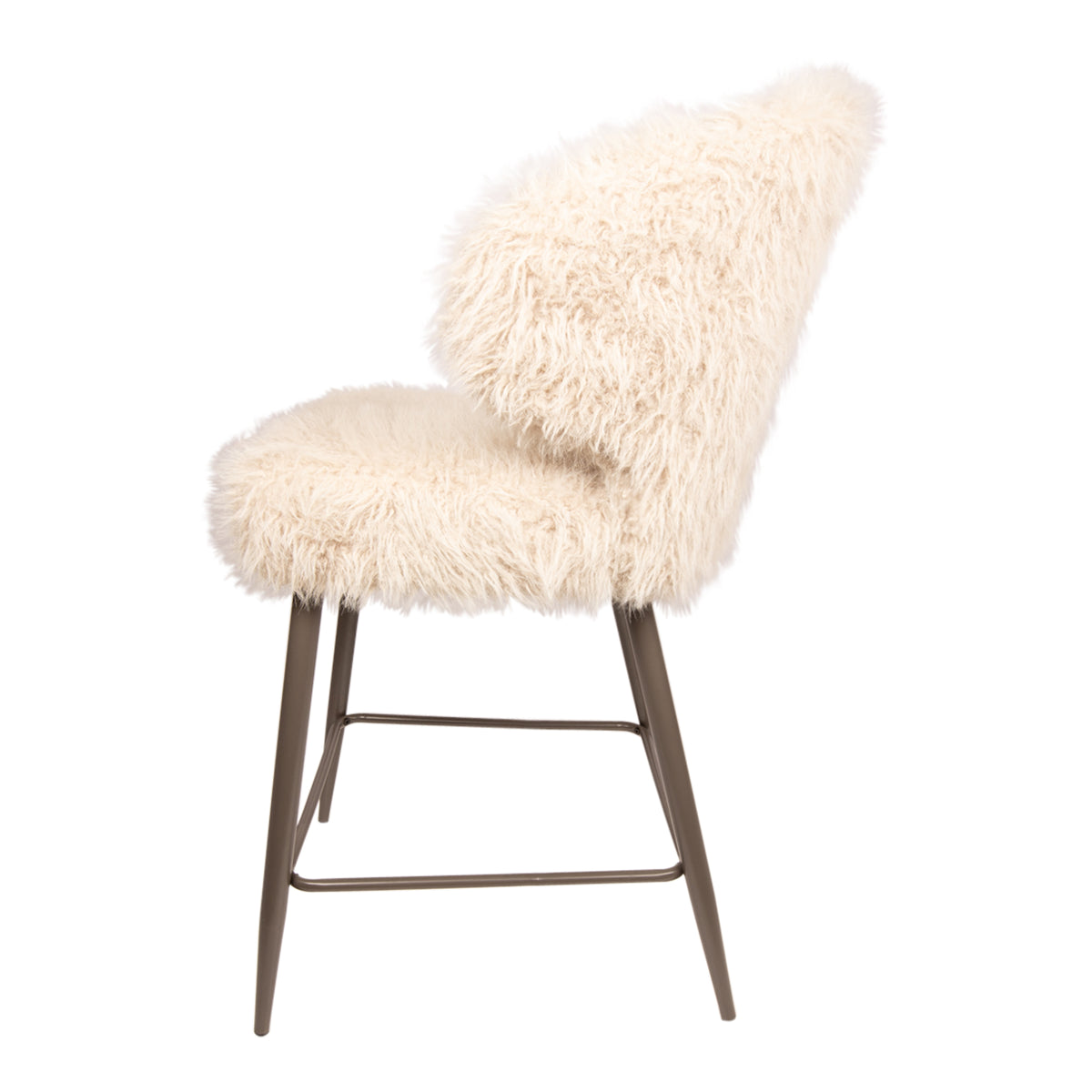 Ares beige upholstered in faux-fur fabric bar stool