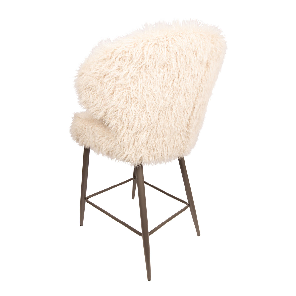 Ares beige upholstered in faux-fur fabric bar stool