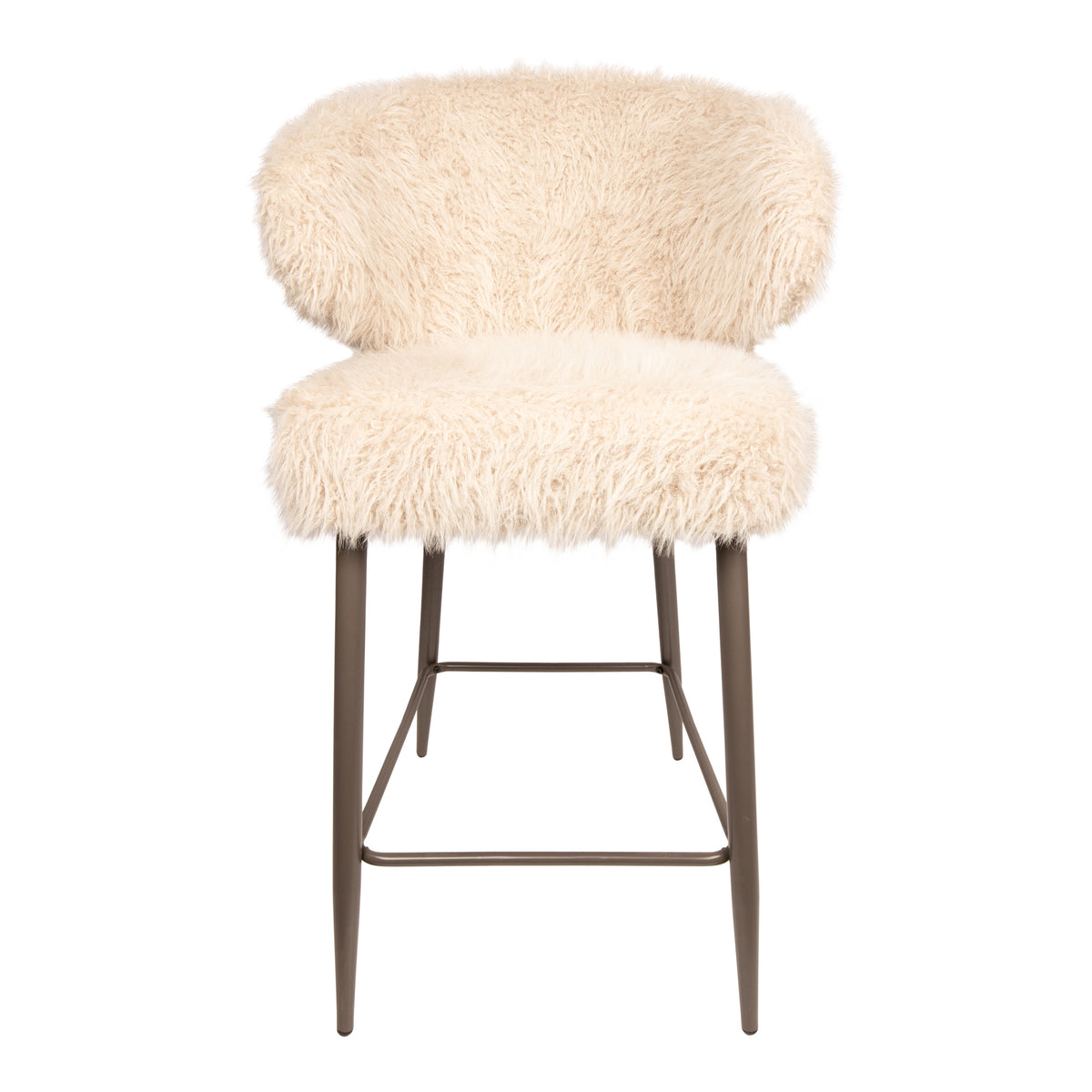 Ares beige upholstered in faux-fur fabric bar stool