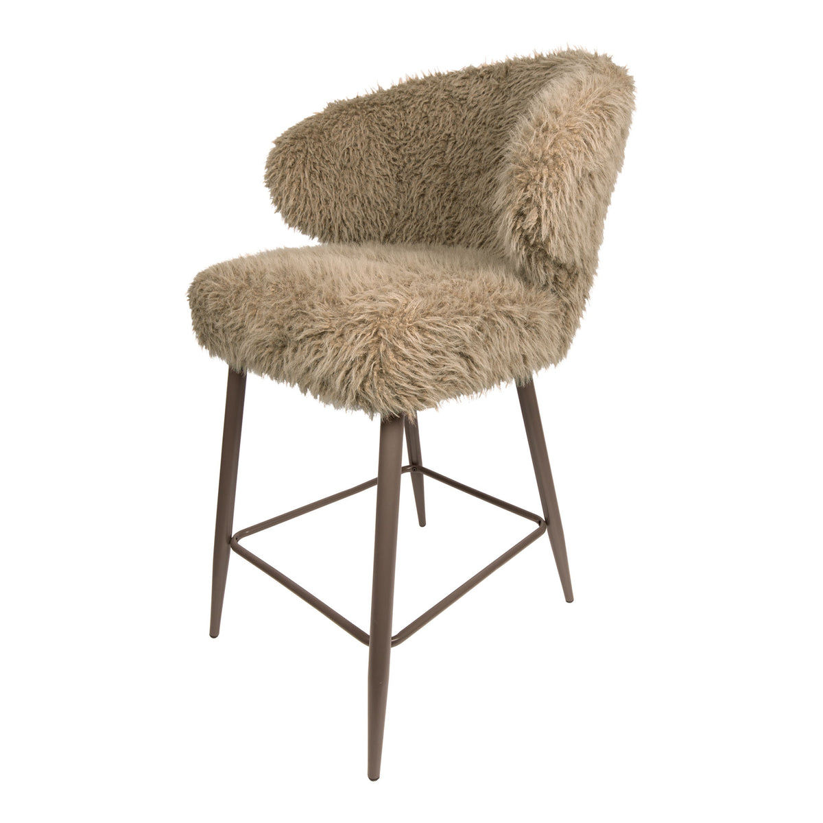 Ares brown upholstered in faux-fur fabric bar stool
