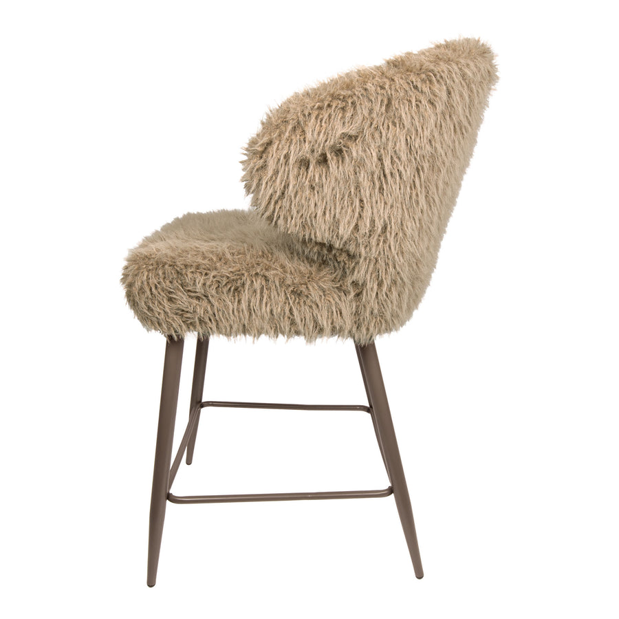 Ares brown upholstered in faux-fur fabric bar stool