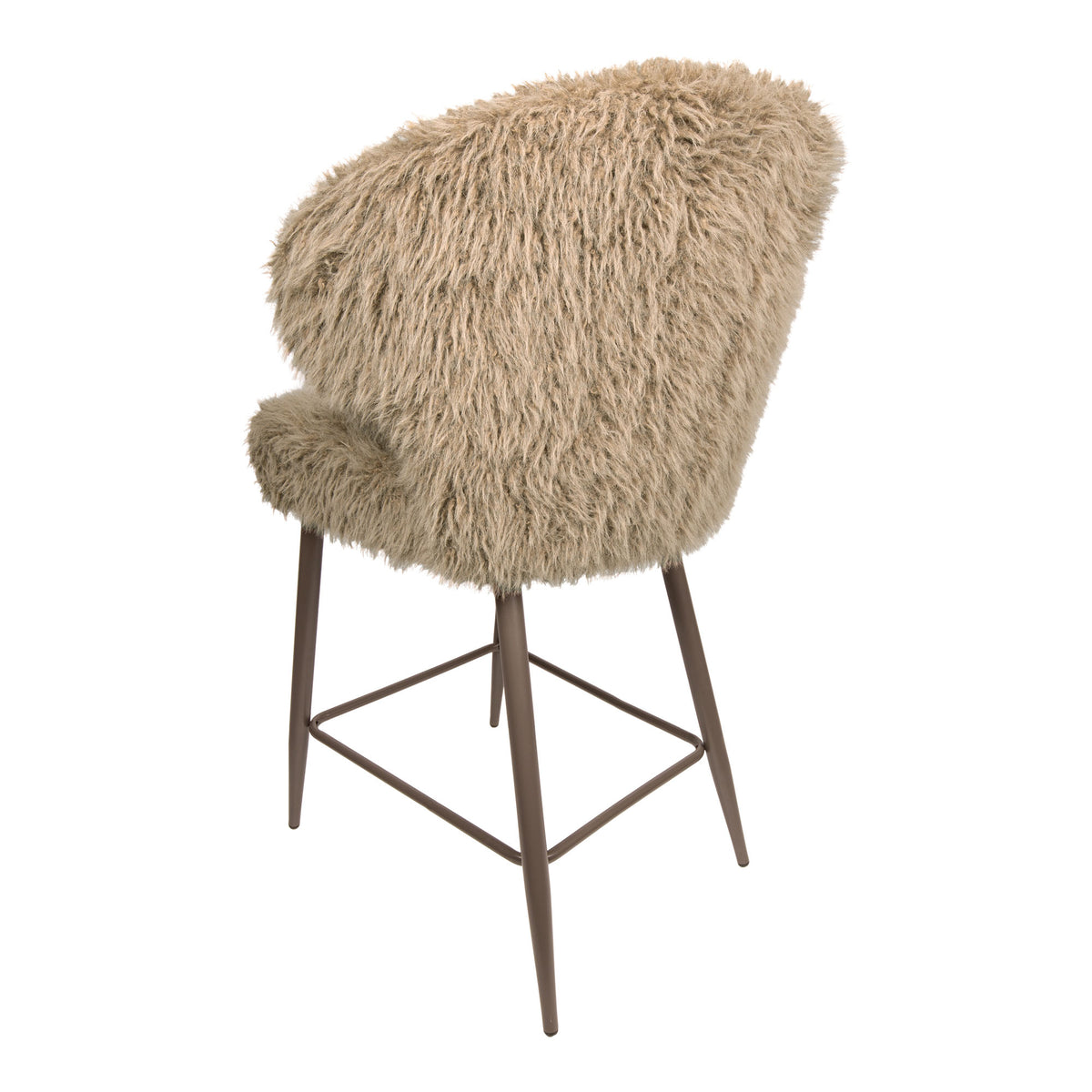 Ares brown upholstered in faux-fur fabric bar stool