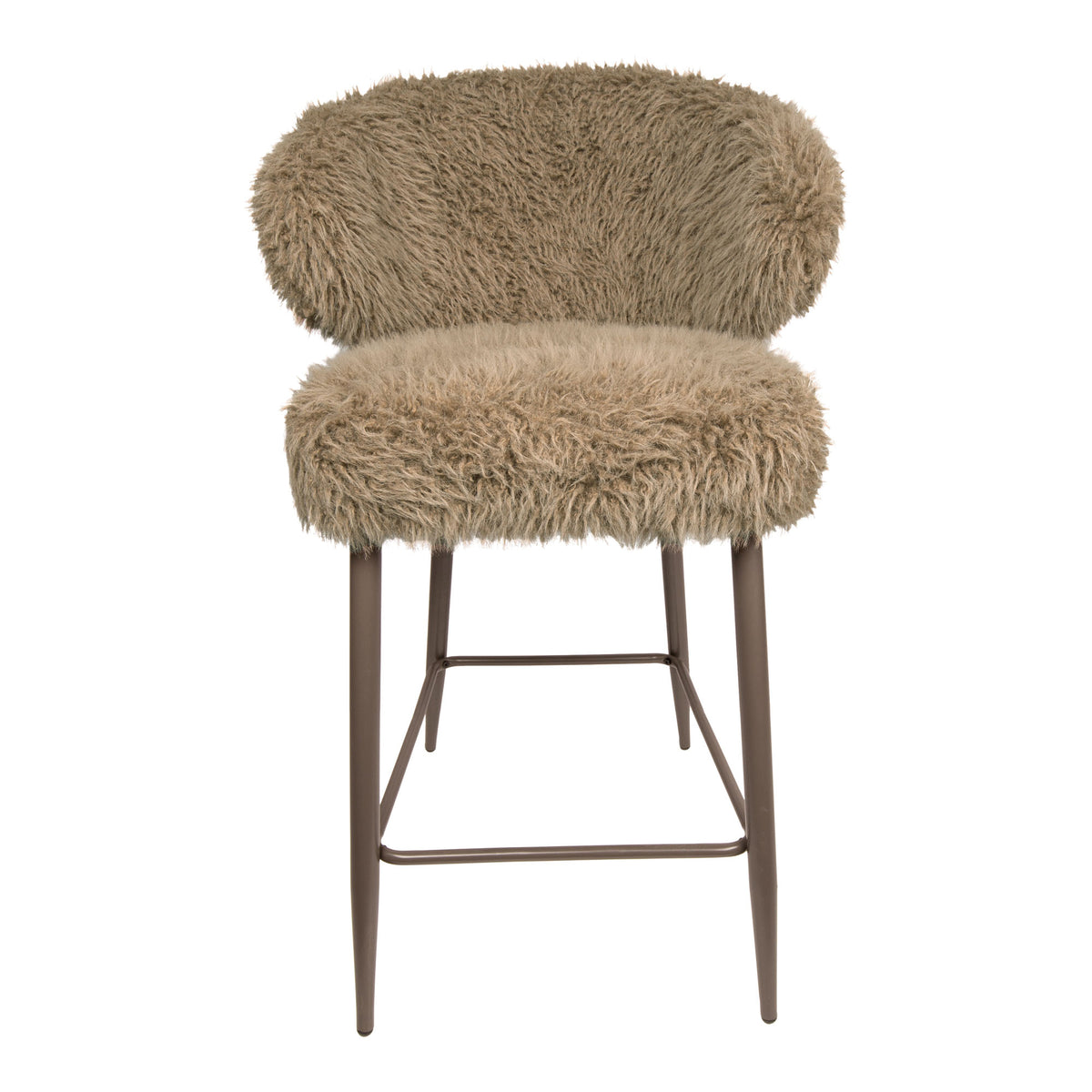 Ares brown upholstered in faux-fur fabric bar stool