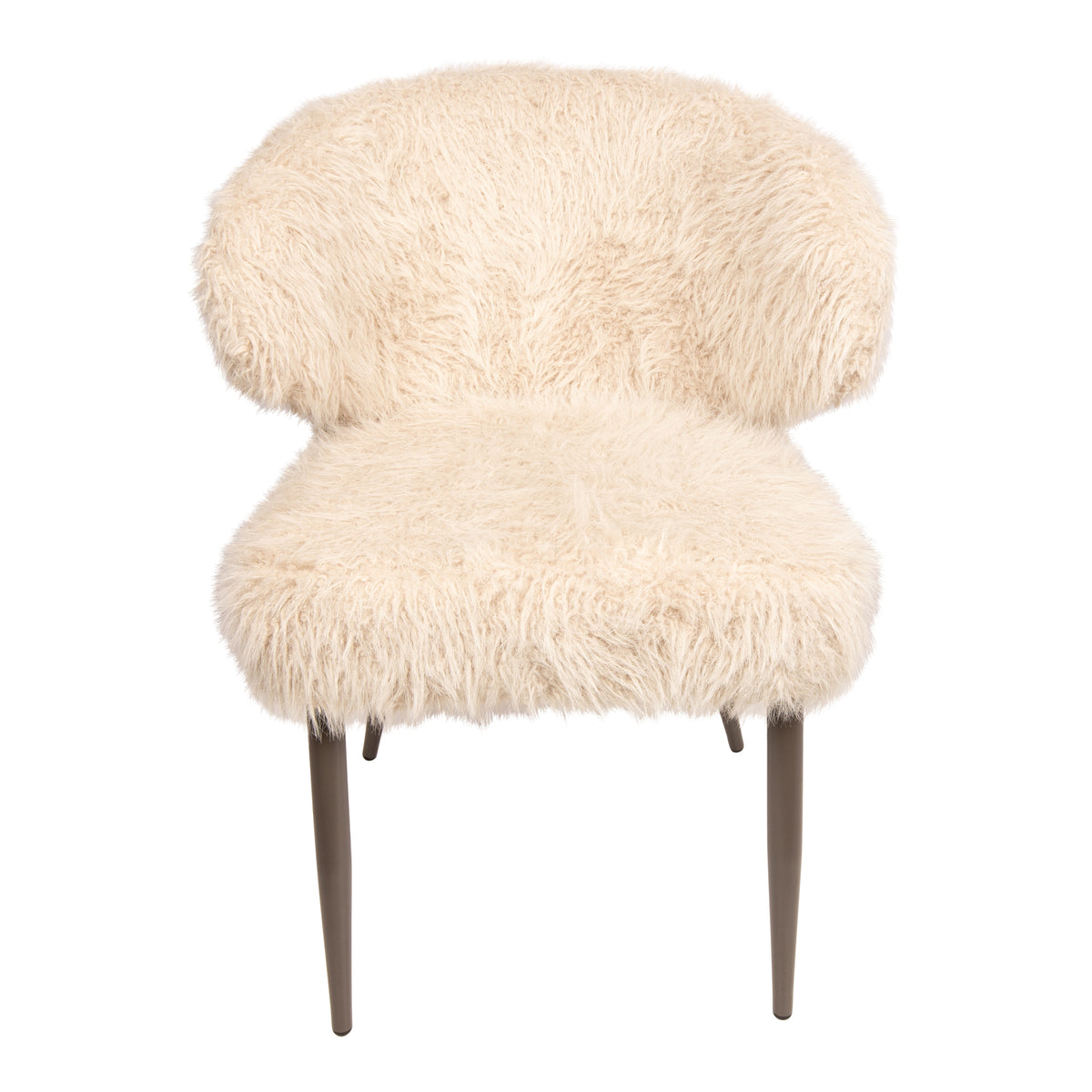 Ares beige upholstered in faux-fur fabric dining chair