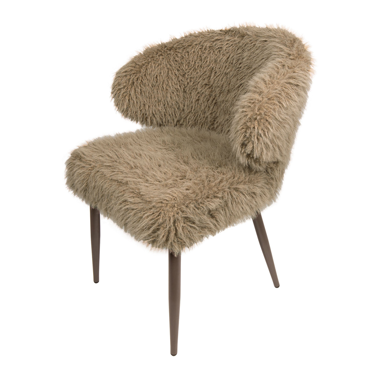 Ares brown upholstered in faux-fur fabric dining chair