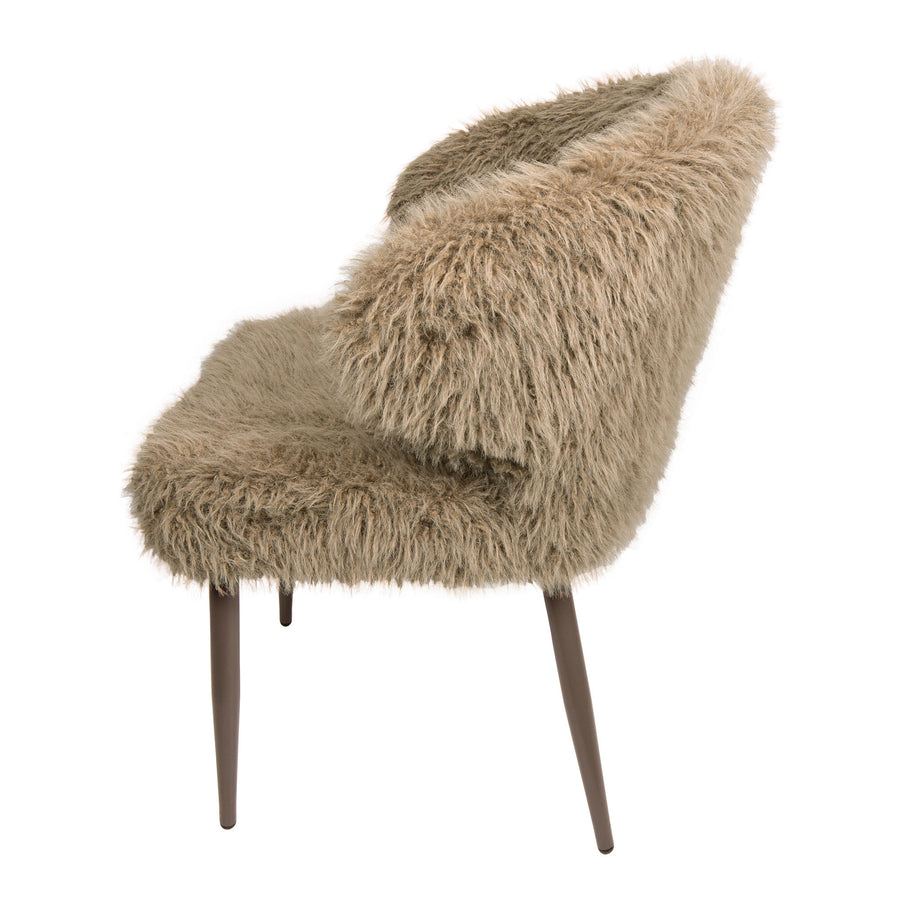 Ares brown upholstered in faux-fur fabric dining chair