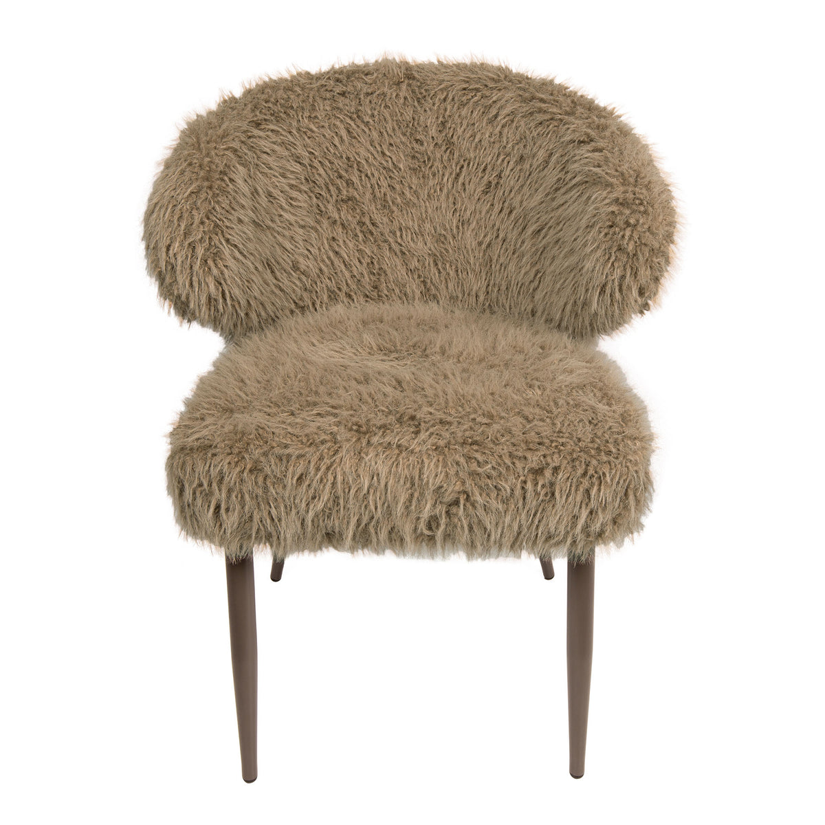Ares brown upholstered in faux-fur fabric dining chair