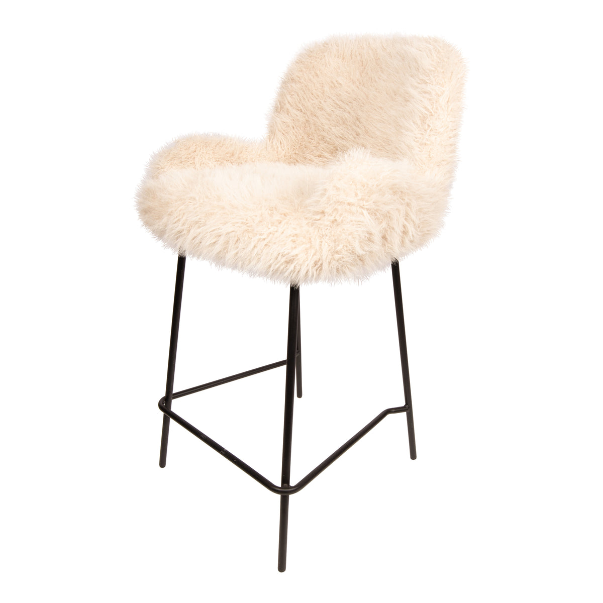 Leander beige upholstered in faux-fur fabric bar stool