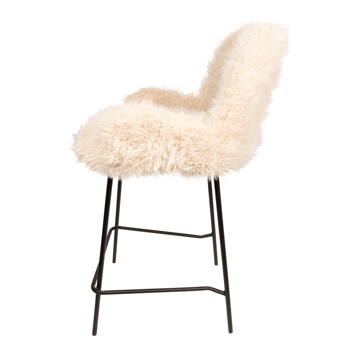 Leander beige upholstered in faux-fur fabric bar stool