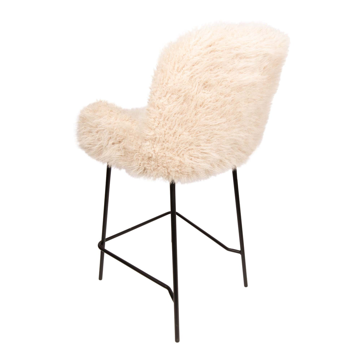 Leander beige upholstered in faux-fur fabric bar stool