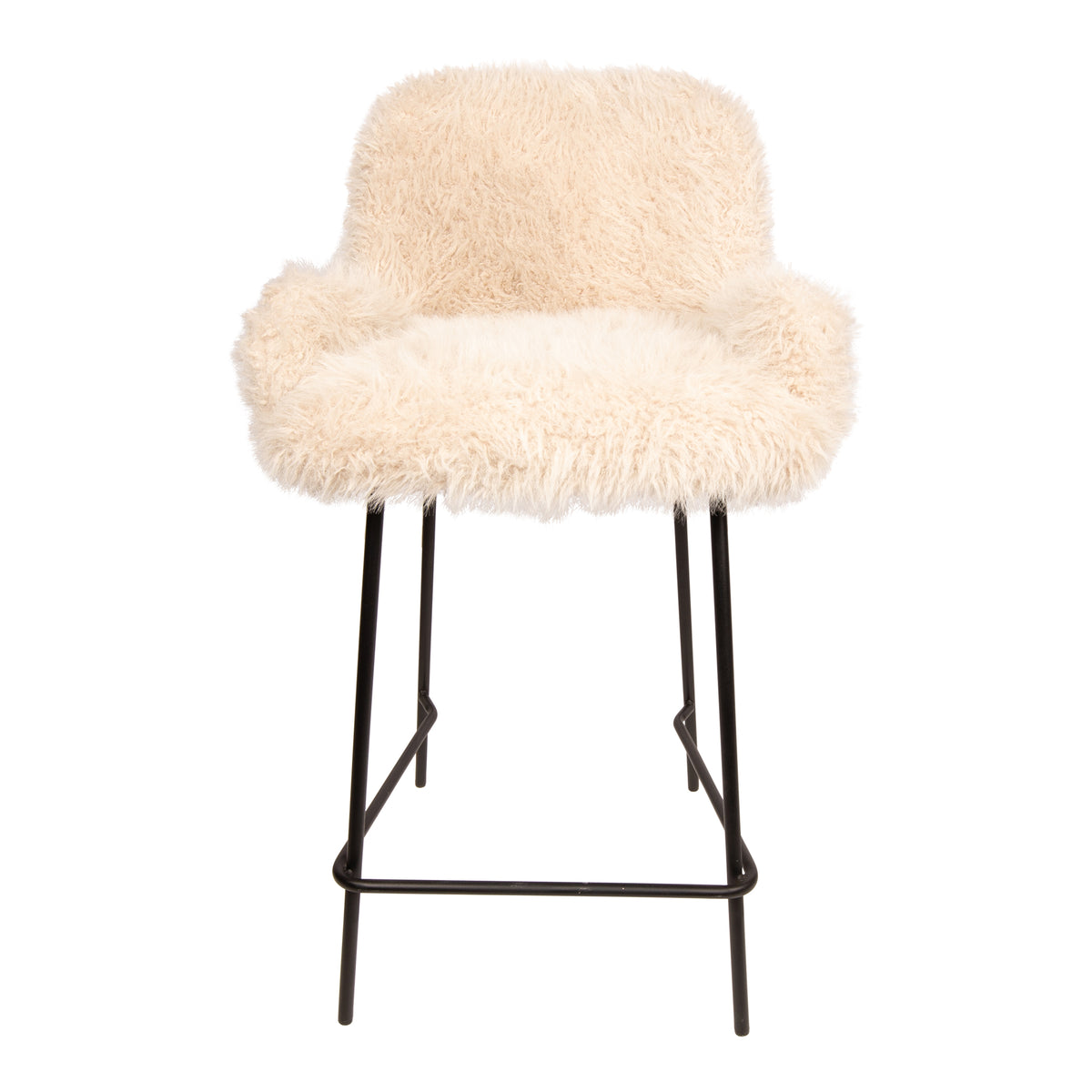 Leander beige upholstered in faux-fur fabric bar stool